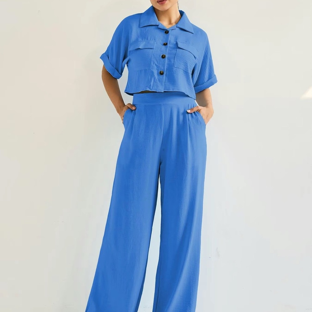 Blue Women's Two-Piece Set